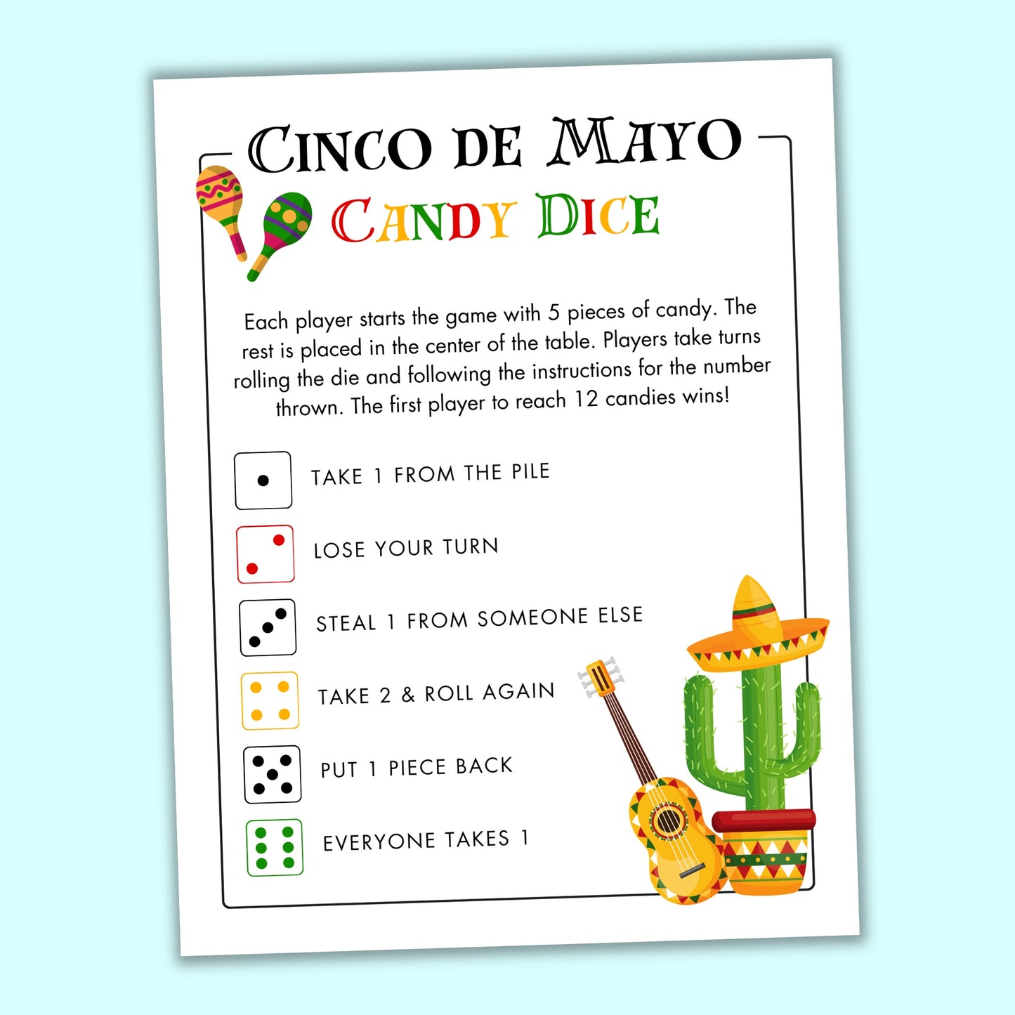 Cinco de Mayo Candy Dice