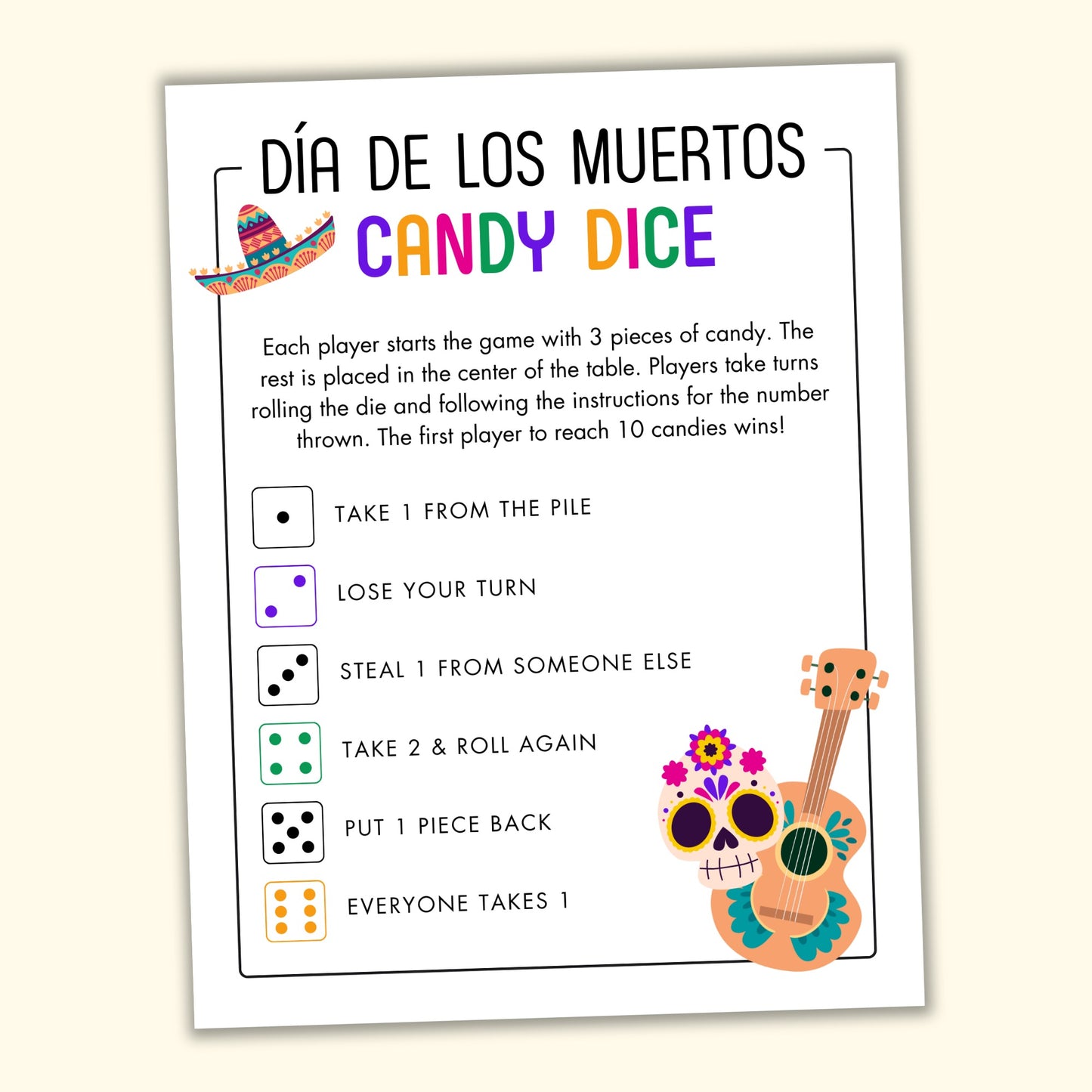 Día de Los Muertos Candy Dice