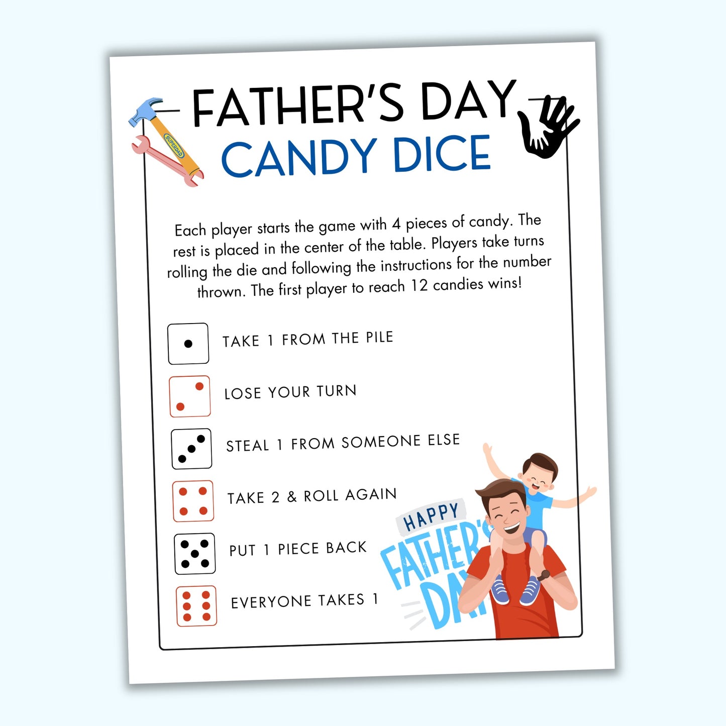 Father's Day Candy Dice