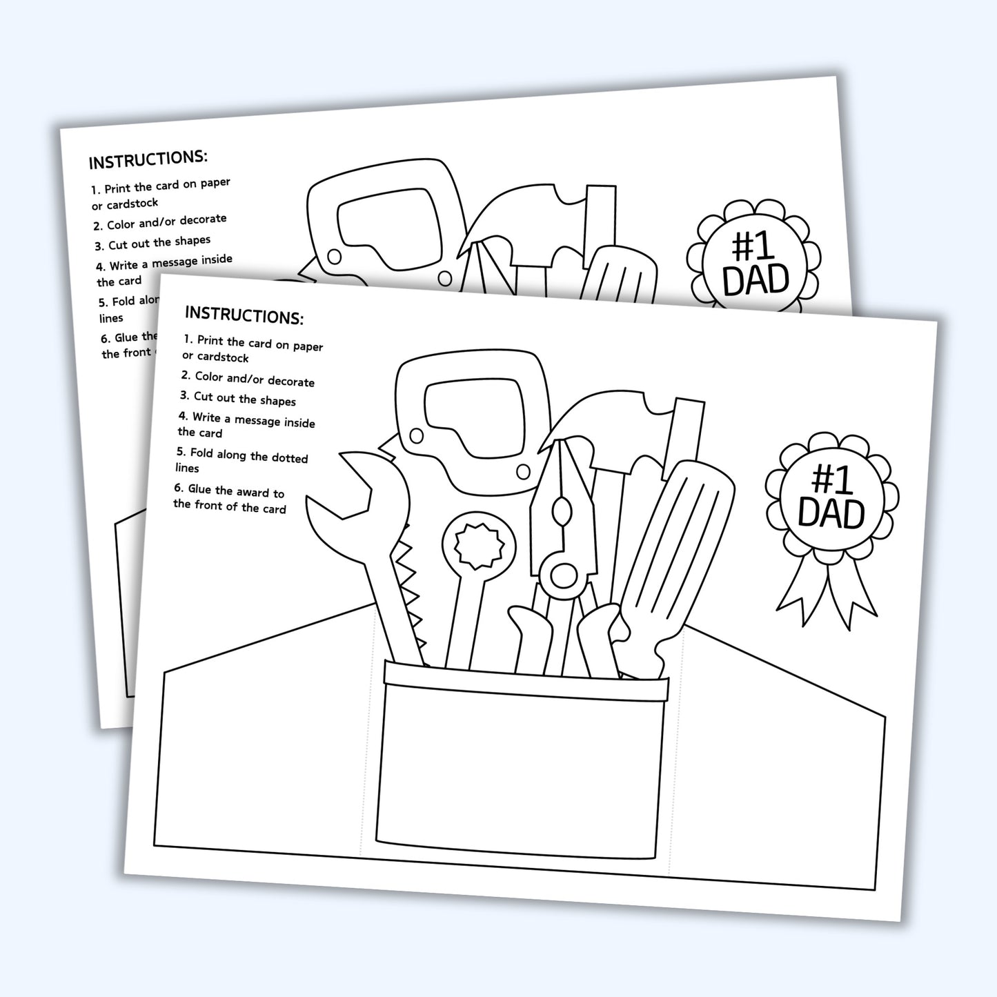 Father's Day Coloring Toolbox Card