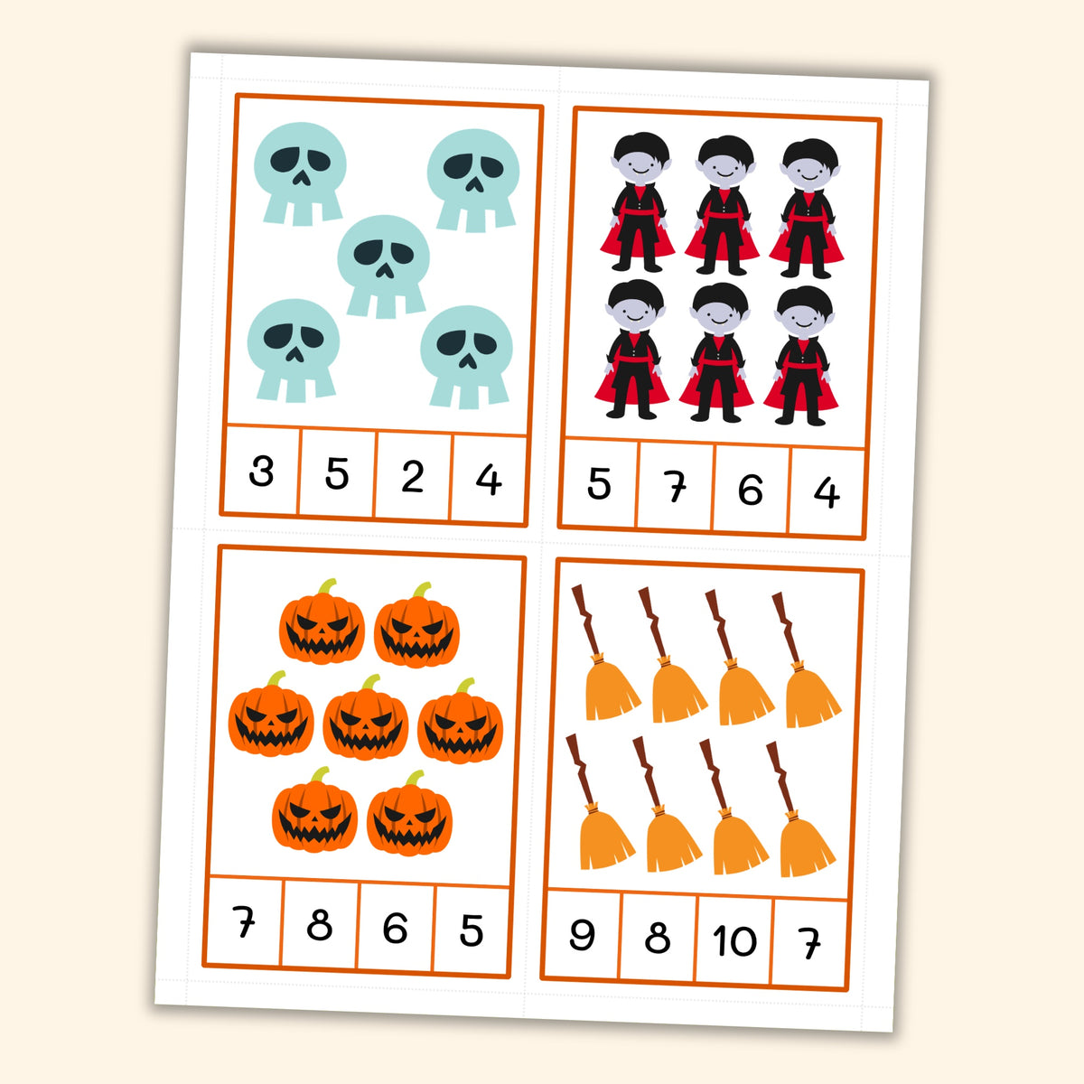 Halloween Count & Clip Cards (1-20)