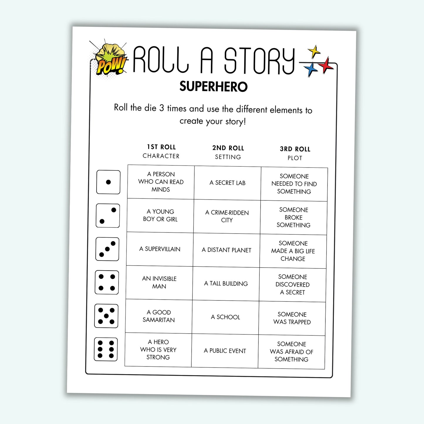 Roll a Story Bundle - Adventure, Mystery, Fairytale & Superhero
