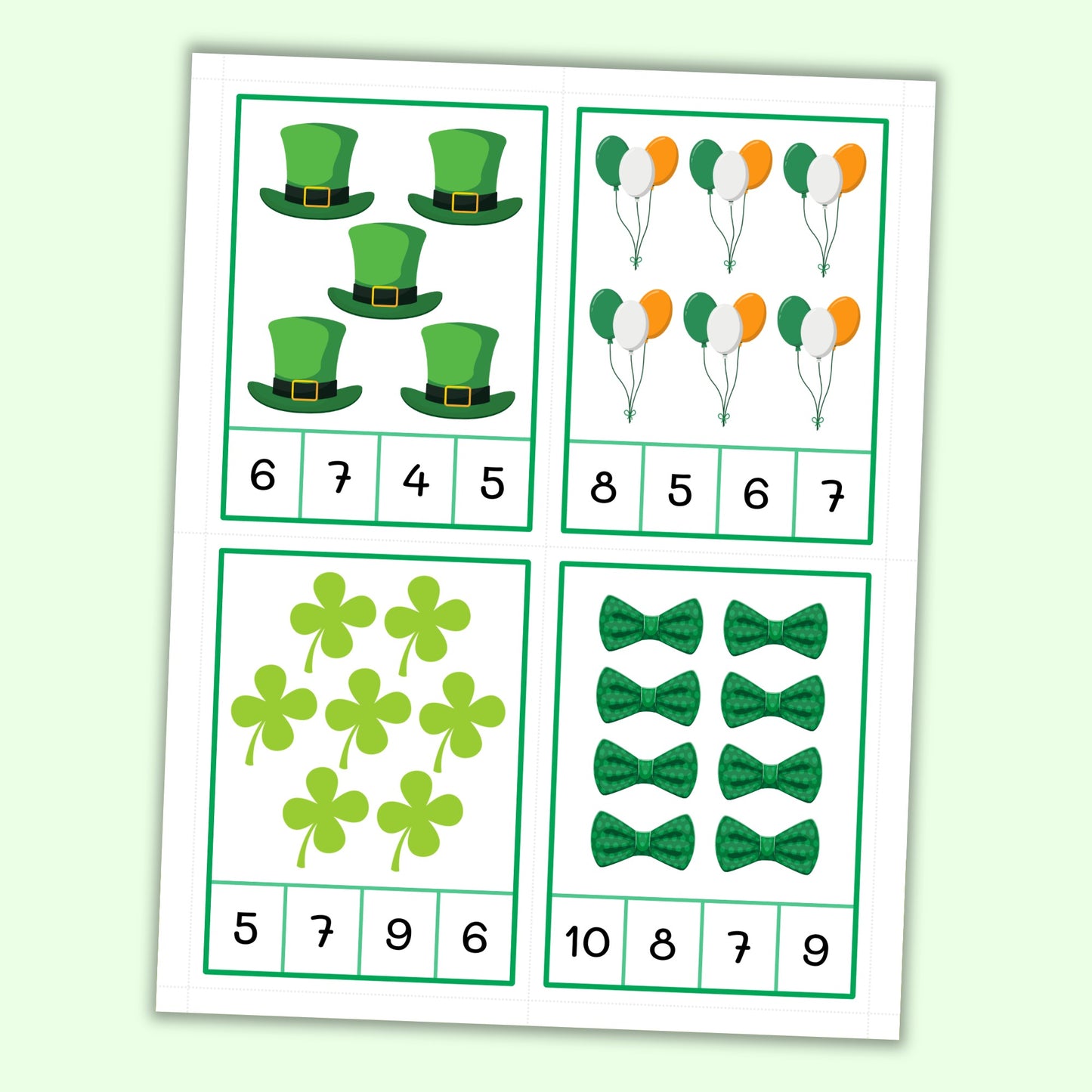 St Patrick's Day Count & Clip Cards (1-20)