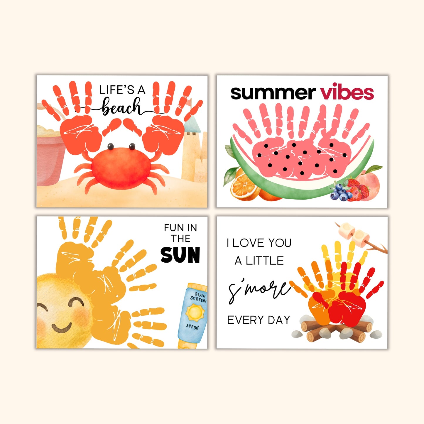 Summer Handprint & Footprint Art Bundle (12 Designs!)