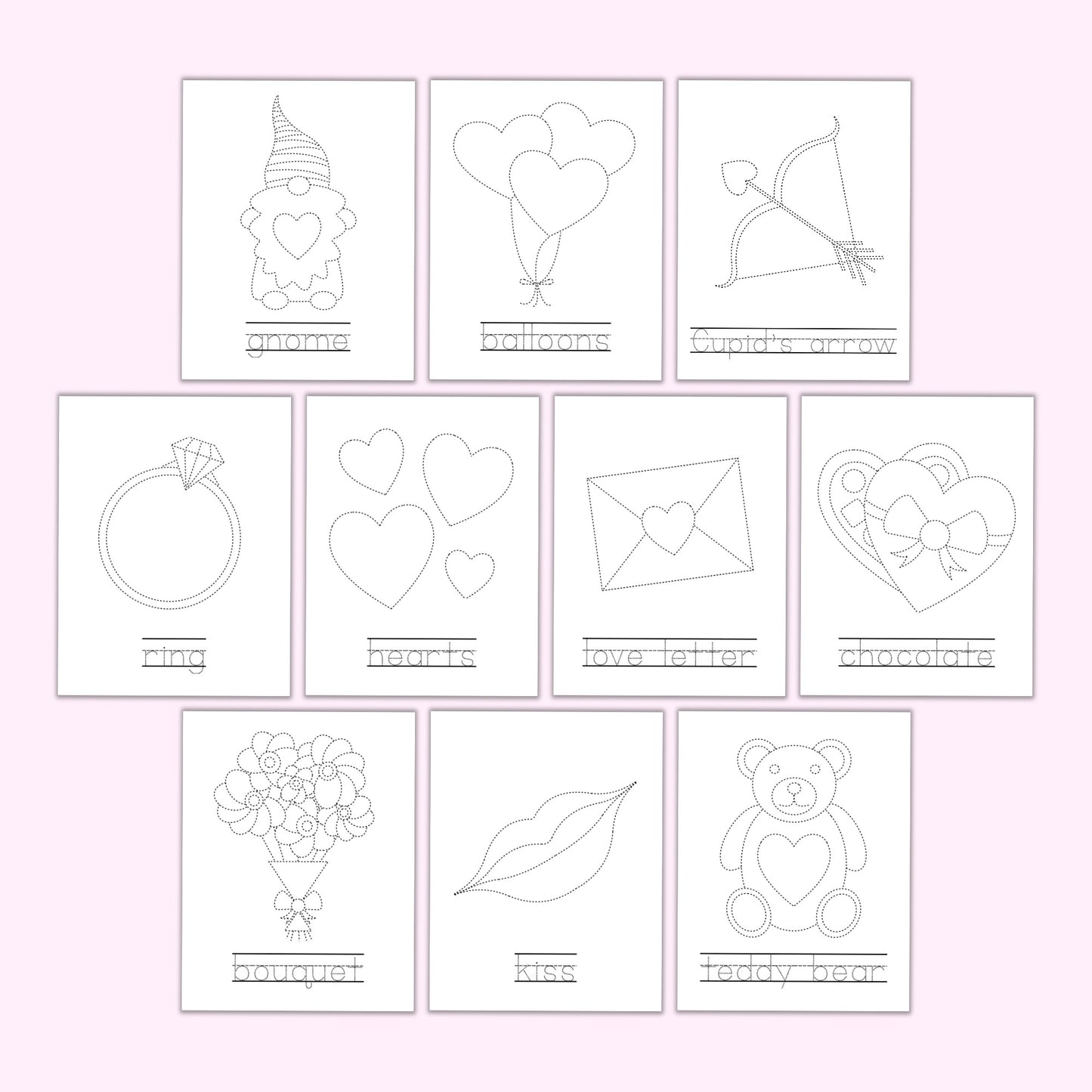 Valentine's Day Tracing Worksheets