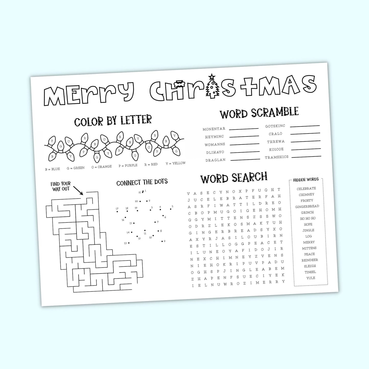 Christmas Activity Placemat