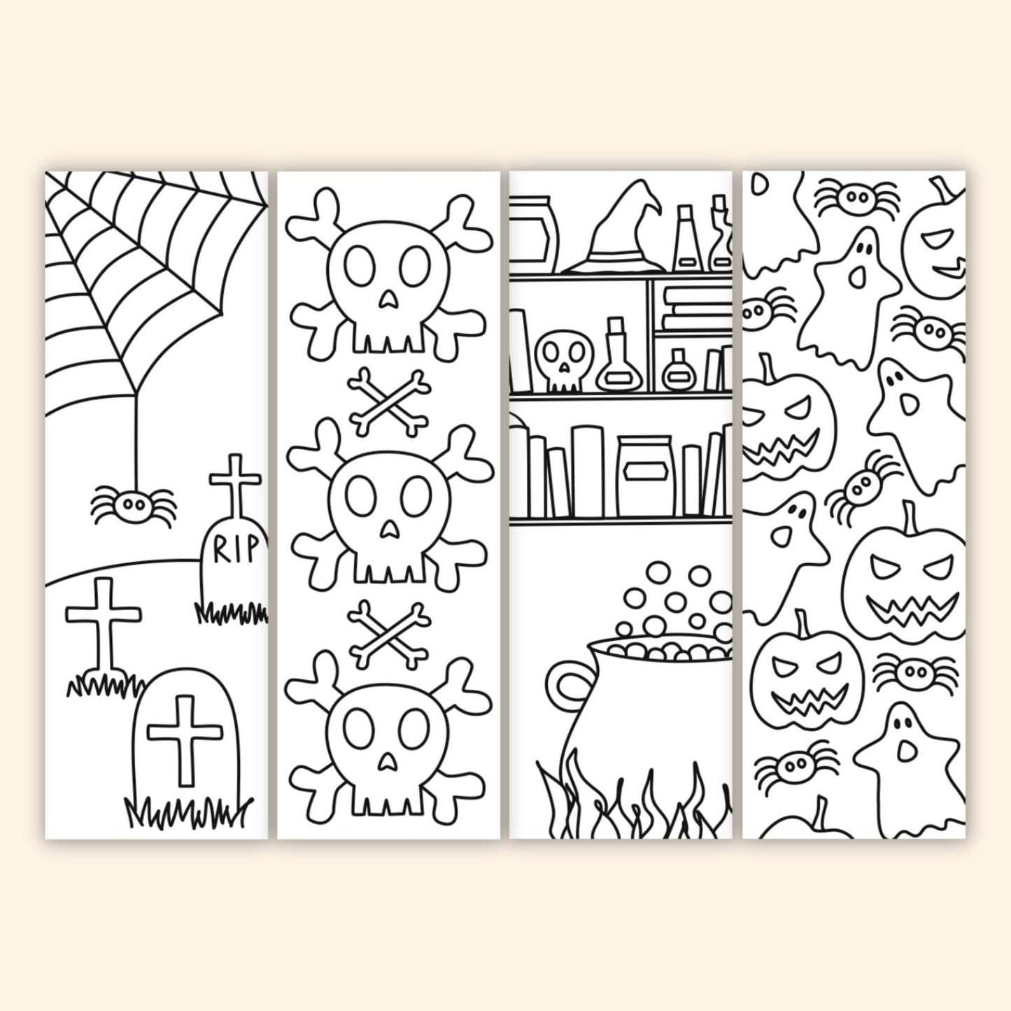 Halloween Coloring Bookmarks (Set of 8)