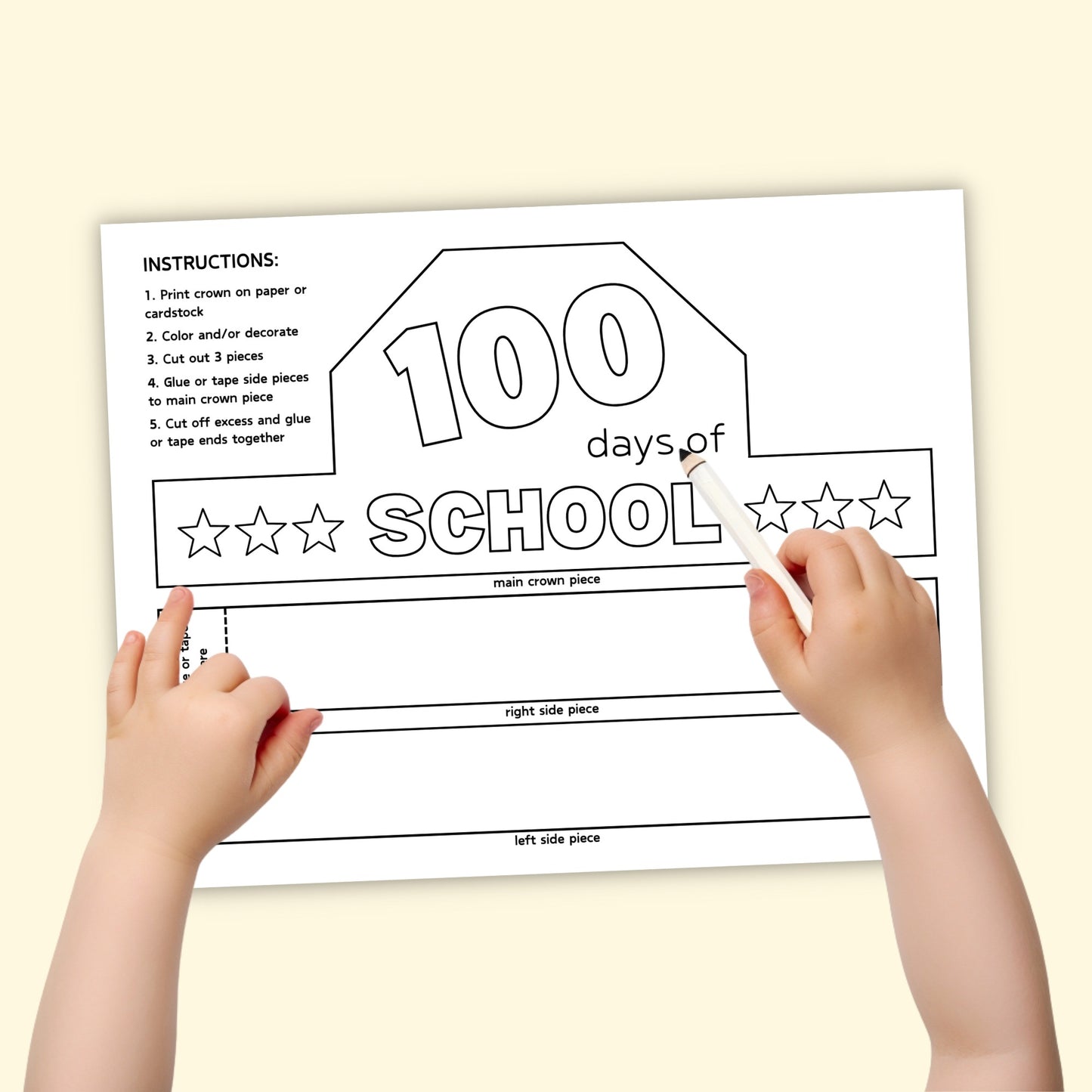 100th Day of School Paper Crown (3 Designs!)