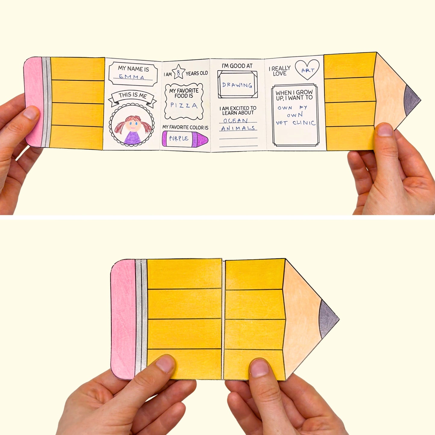 All About Me Foldable Pencil Craft