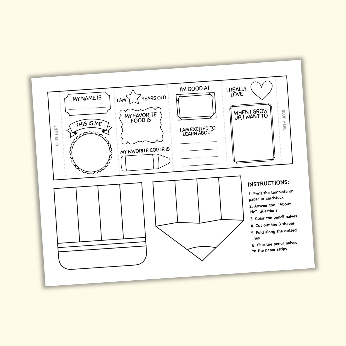 All About Me Foldable Pencil Craft