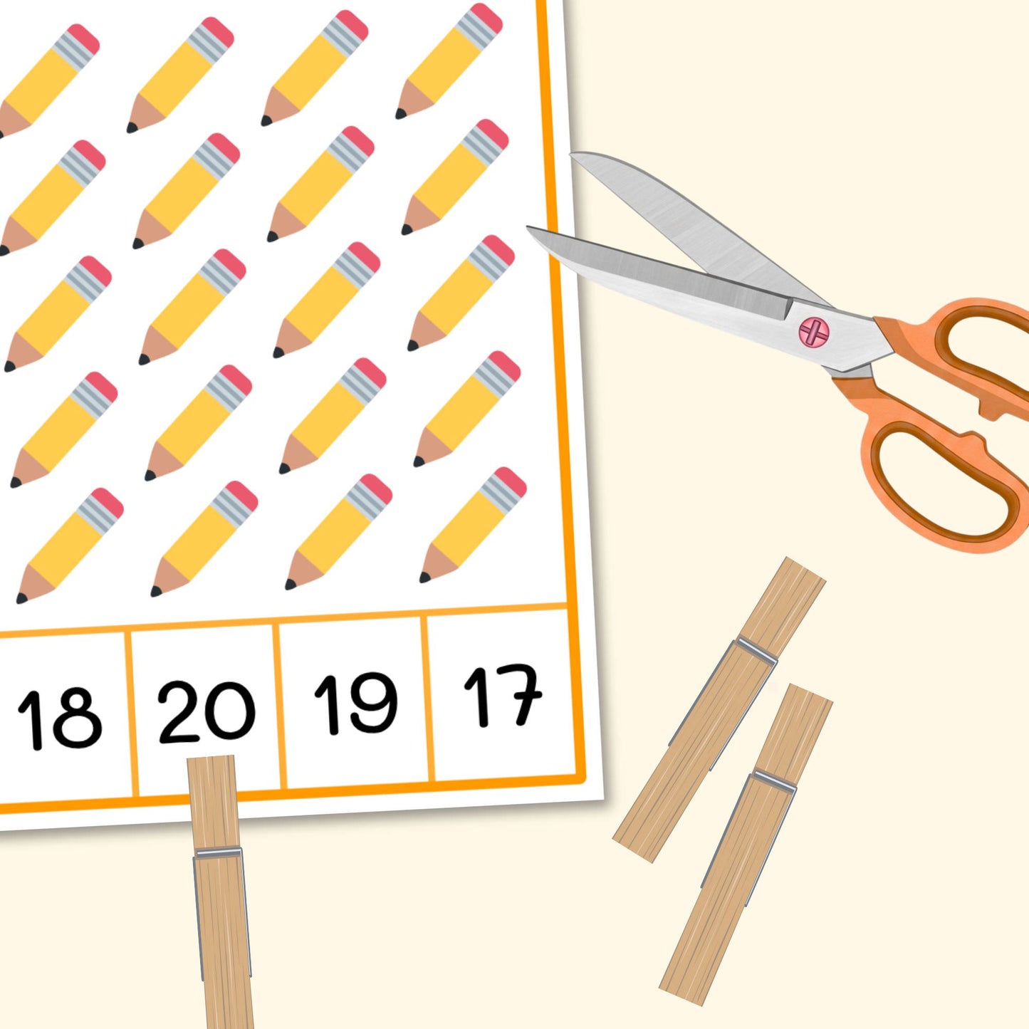 Back-to-School Count & Clip Cards (1-20)