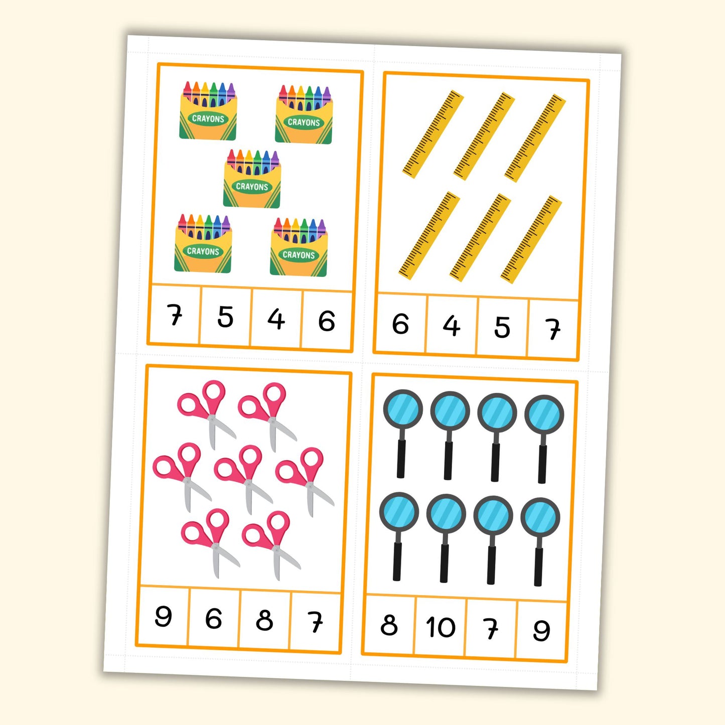 Back-to-School Count & Clip Cards (1-20)