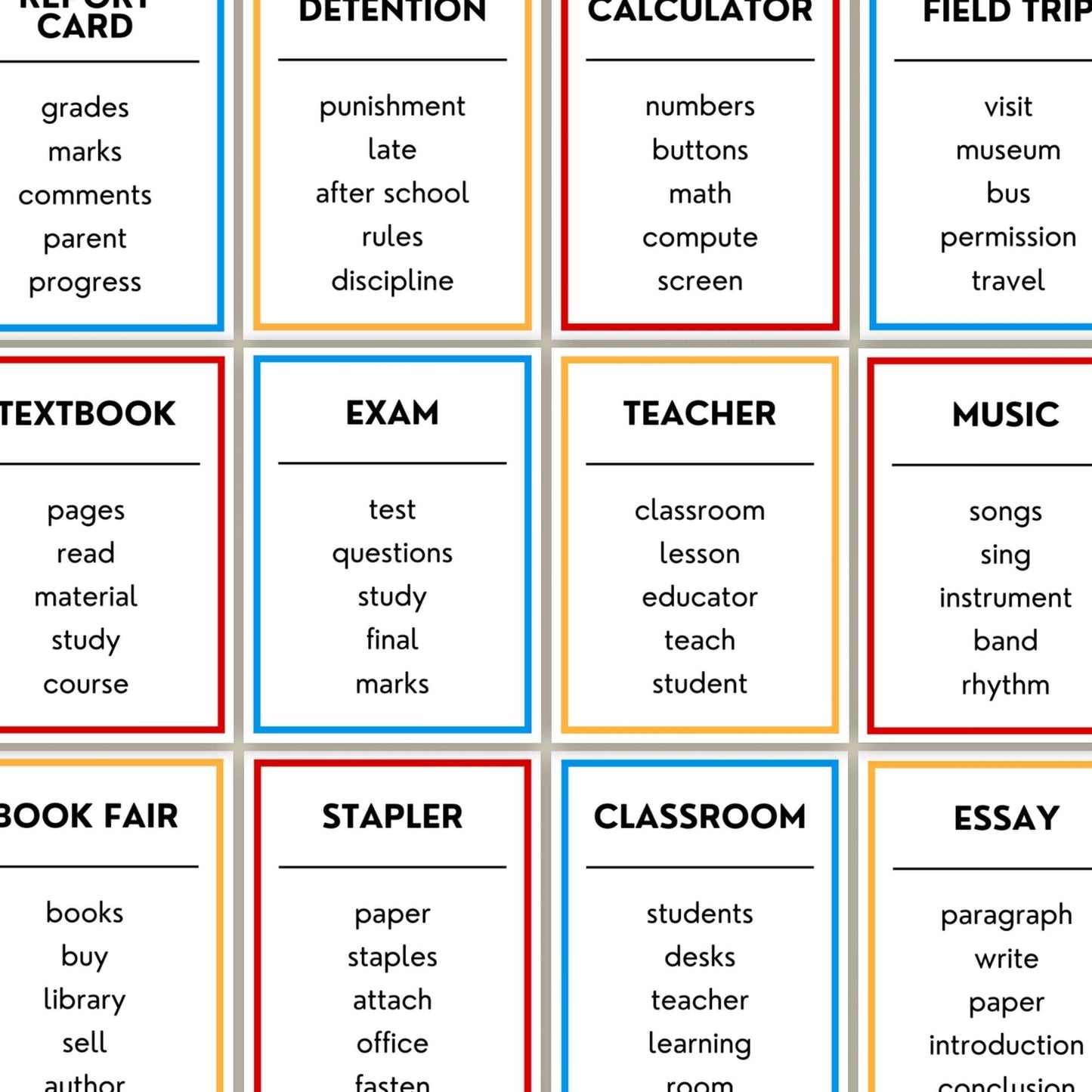 Back-to-School Forbidden Words Game