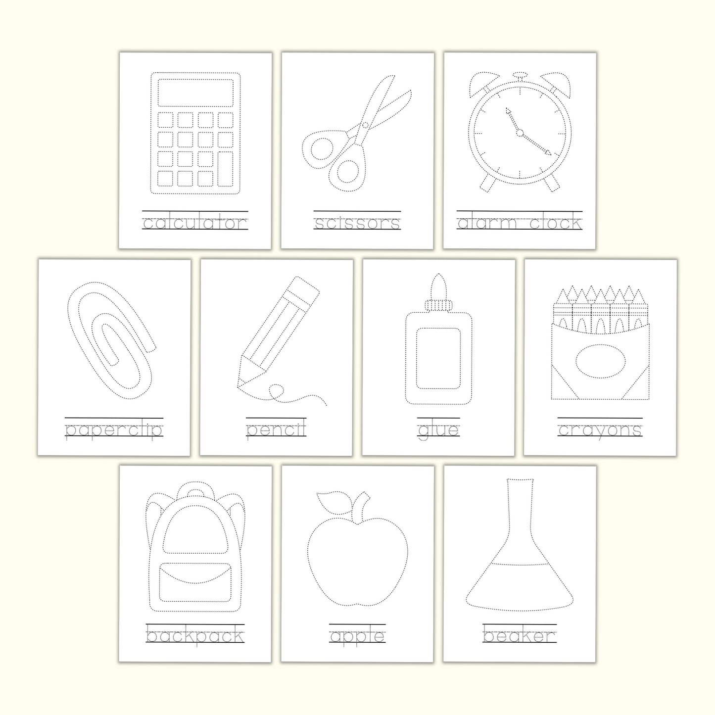 Back-to-School Tracing Worksheets
