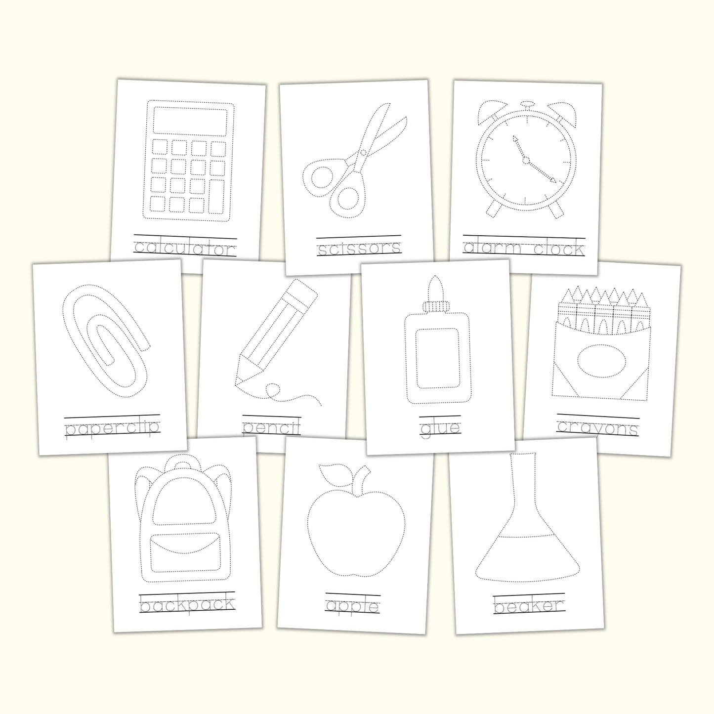 Back-to-School Tracing Worksheets