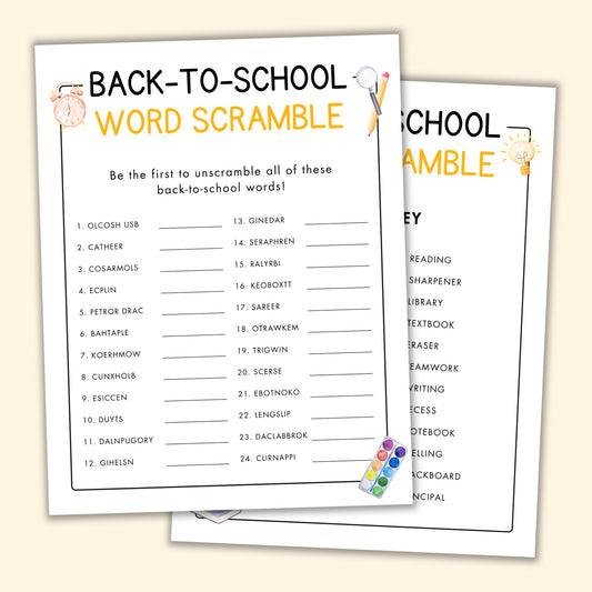 Back-to-School Word Scramble