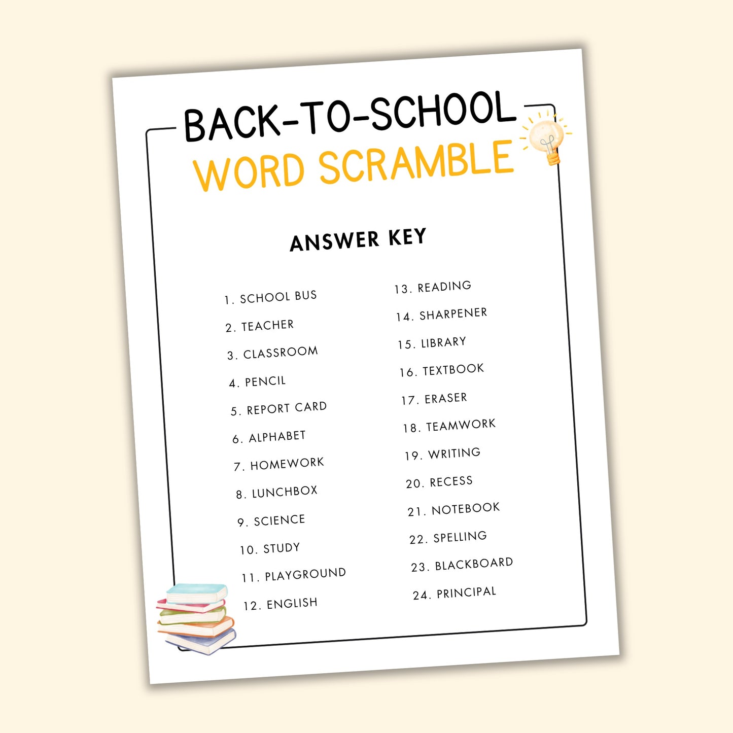 Back-to-School Word Scramble