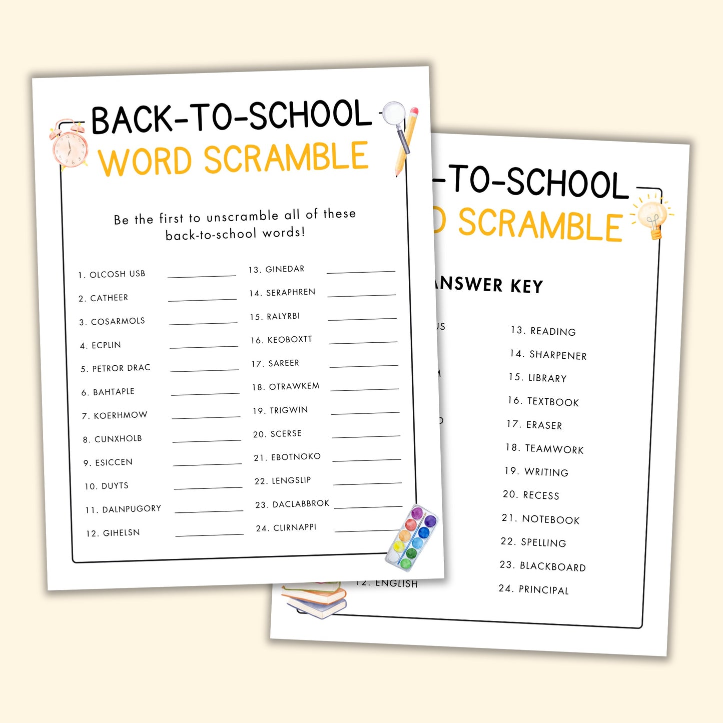 Back-to-School Word Scramble