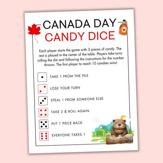 Canada Day Candy Dice
