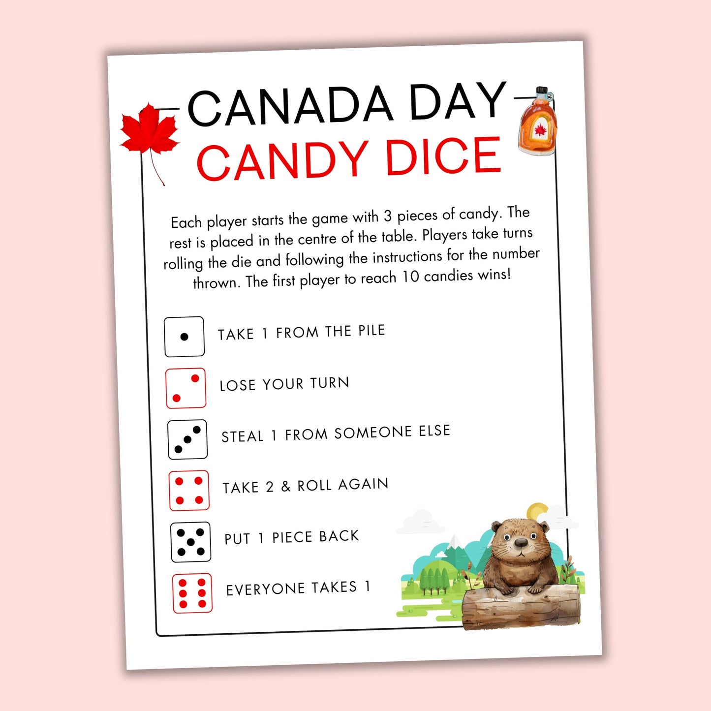 Canada Day Candy Dice