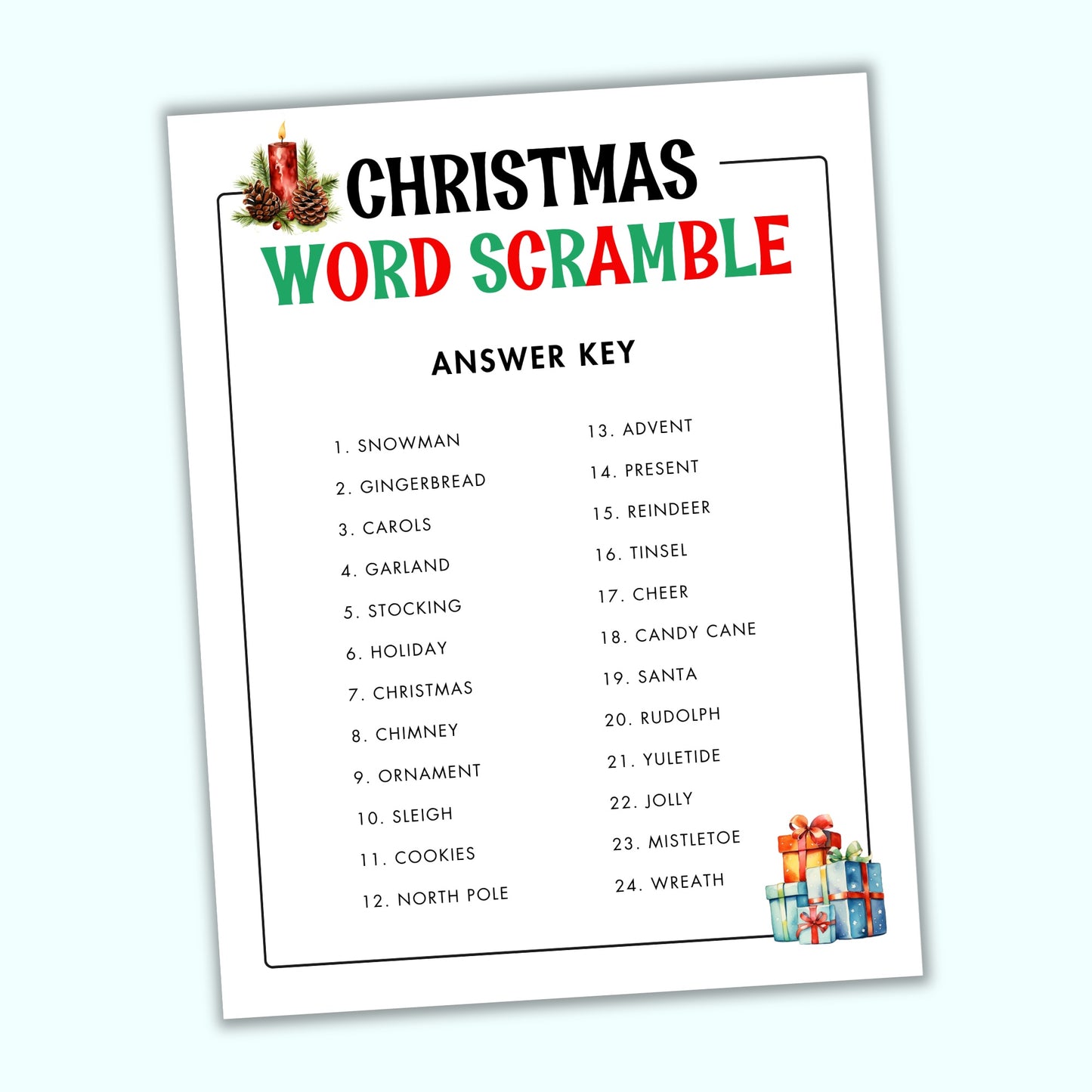 Christmas Word Scramble