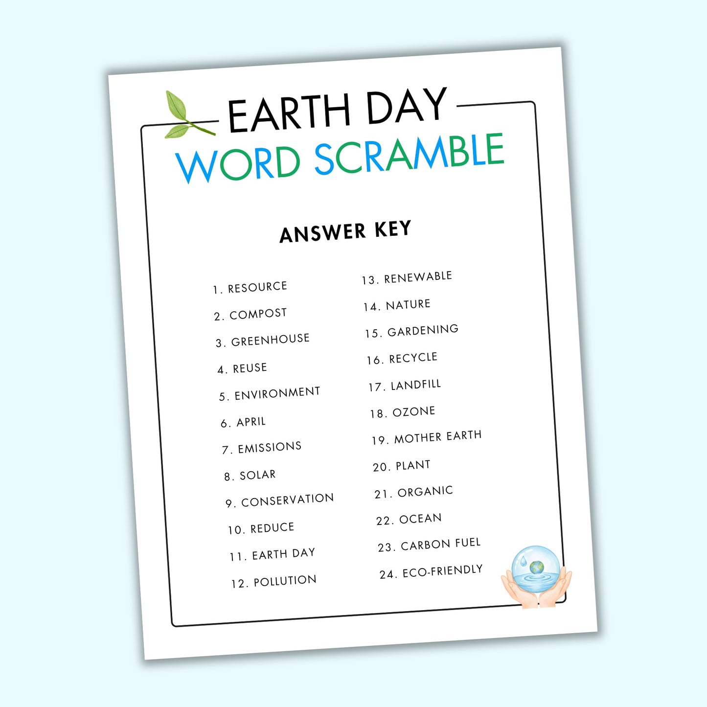 Earth Day Word Scramble
