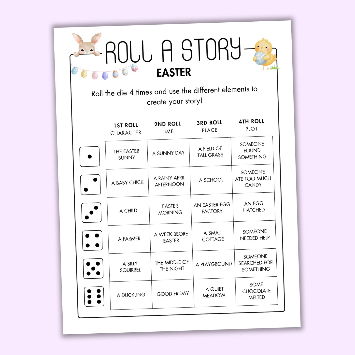 Easter Roll a Story Game