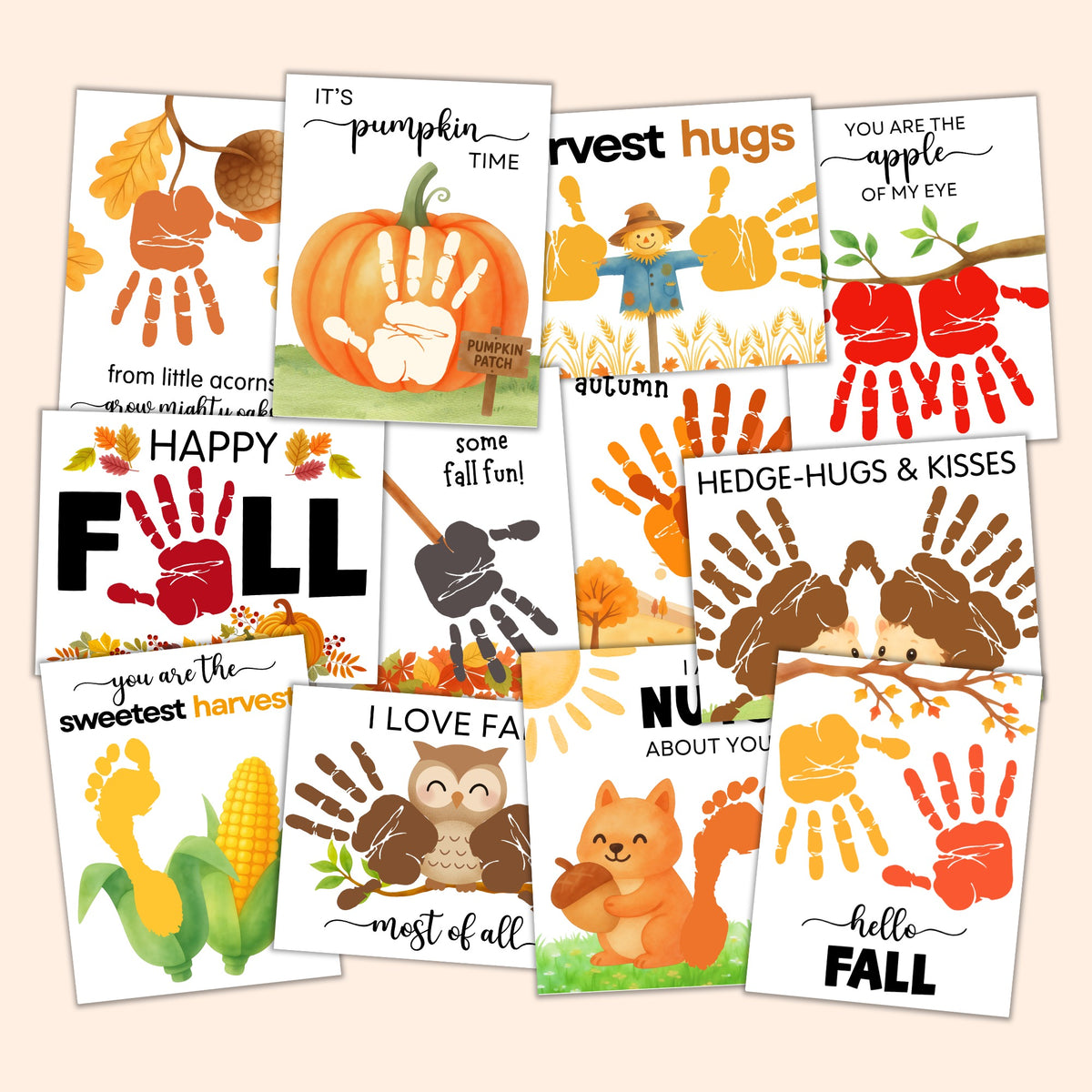 Fall Handprint & Footprint Art Bundle (12 Designs!)