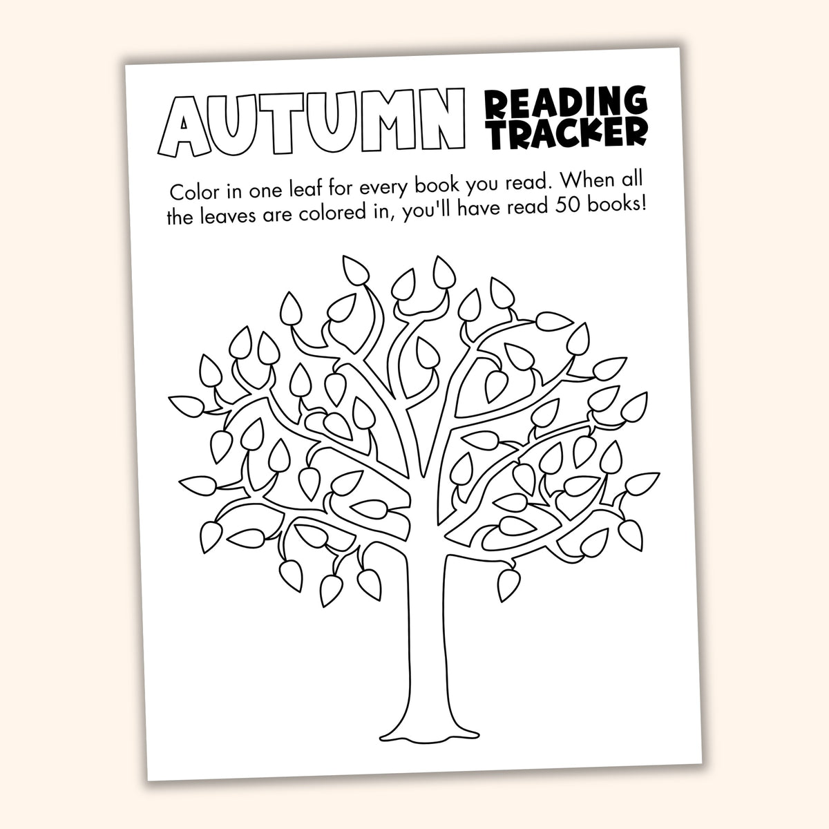 Fall Tree Coloring Reading Tracker (50 Books)