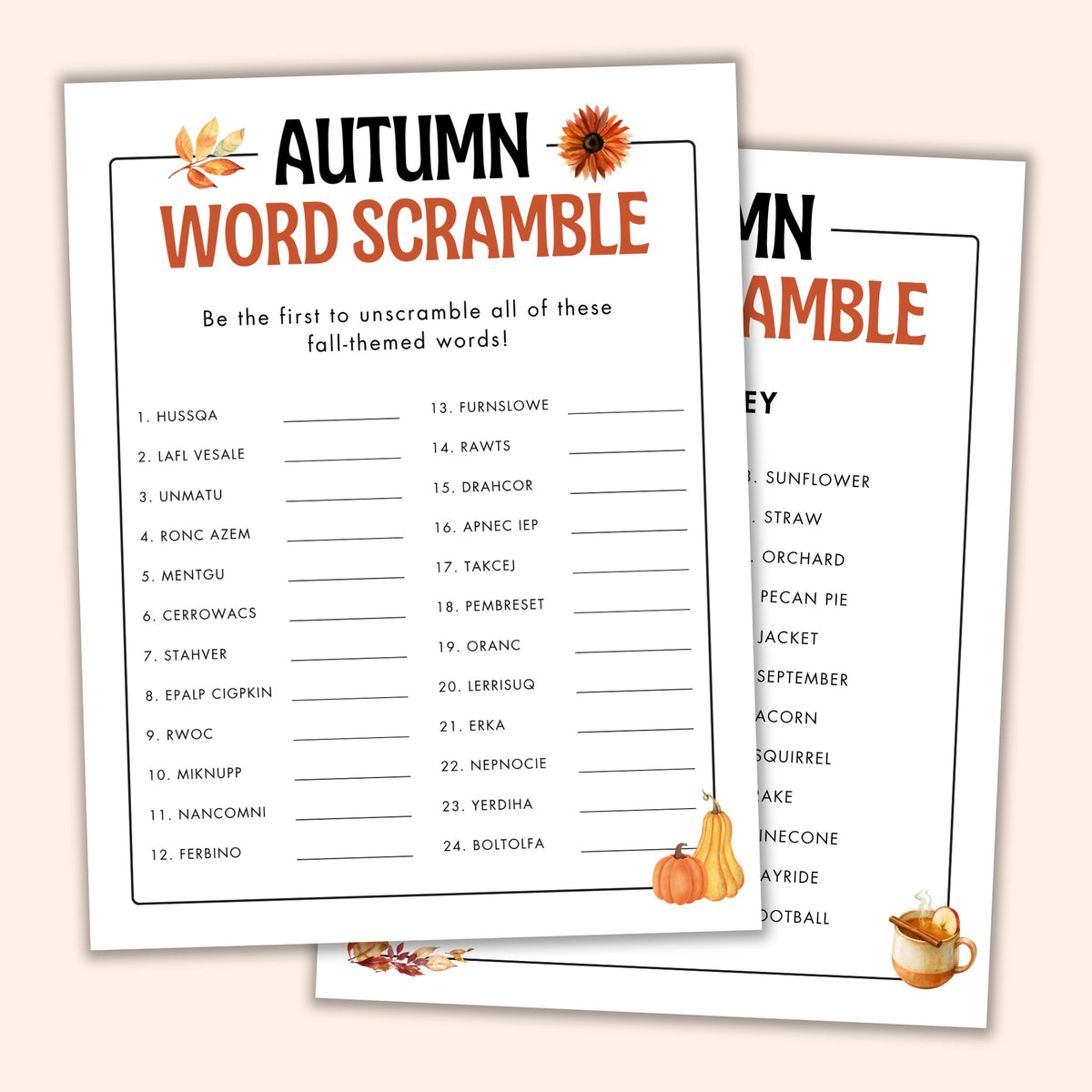 Fall Word Scramble
