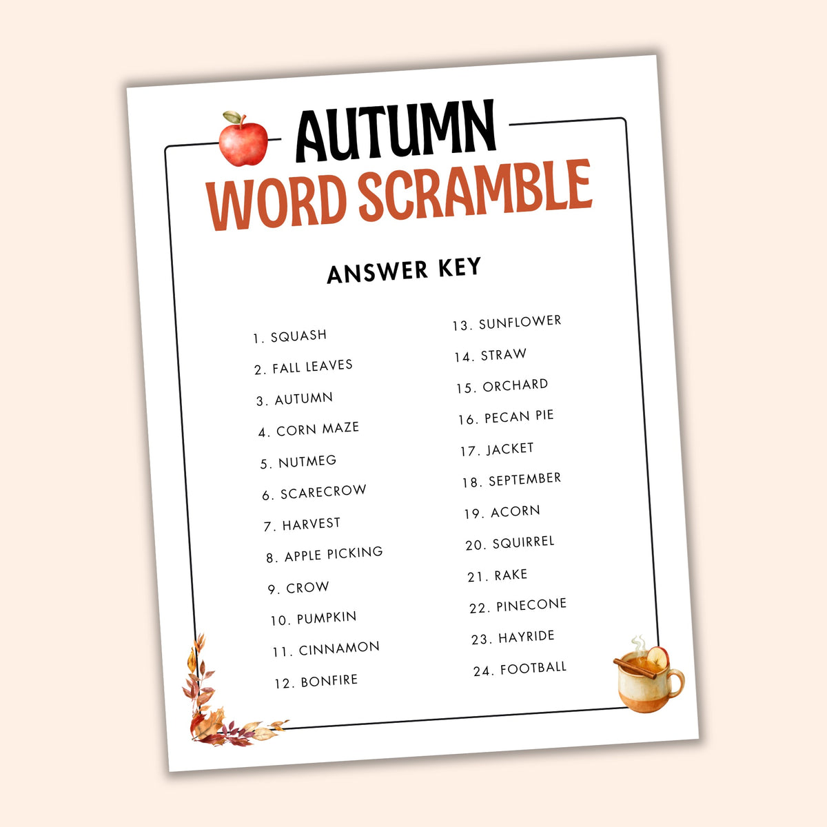 Fall Word Scramble
