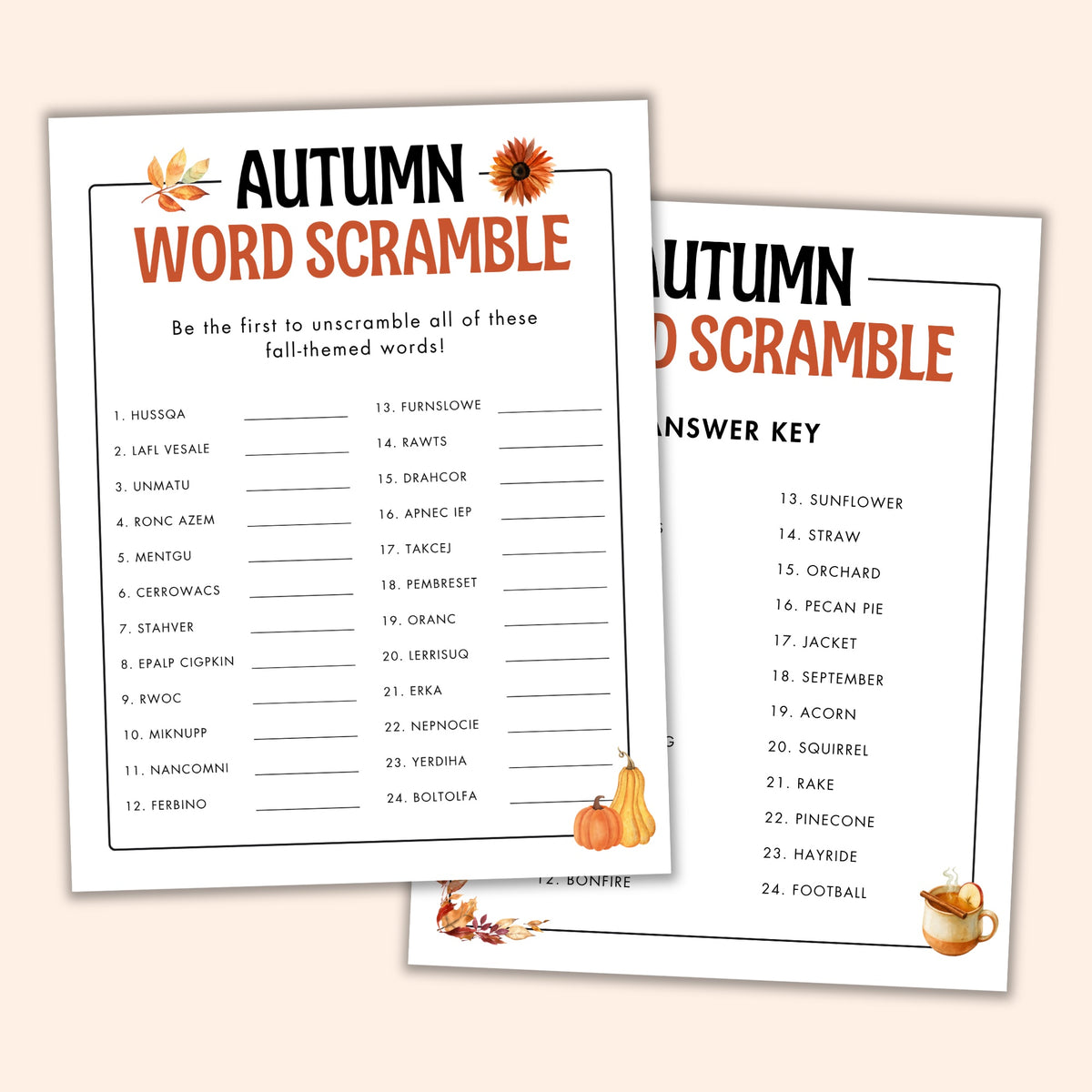Fall Word Scramble