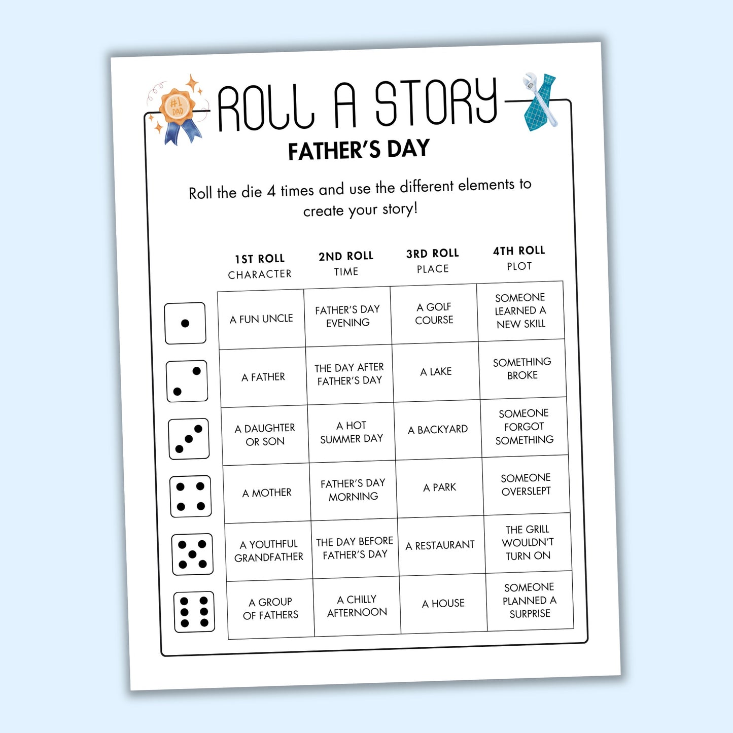 Father's Day Roll a Story Game