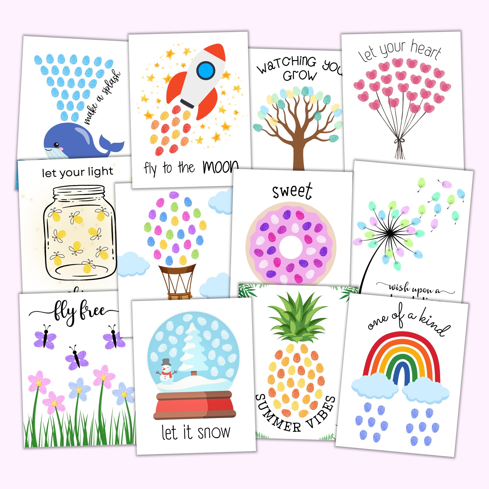 Fingerprint Art Bundle (12 Designs!) – Printables by The Craft-at-Home ...