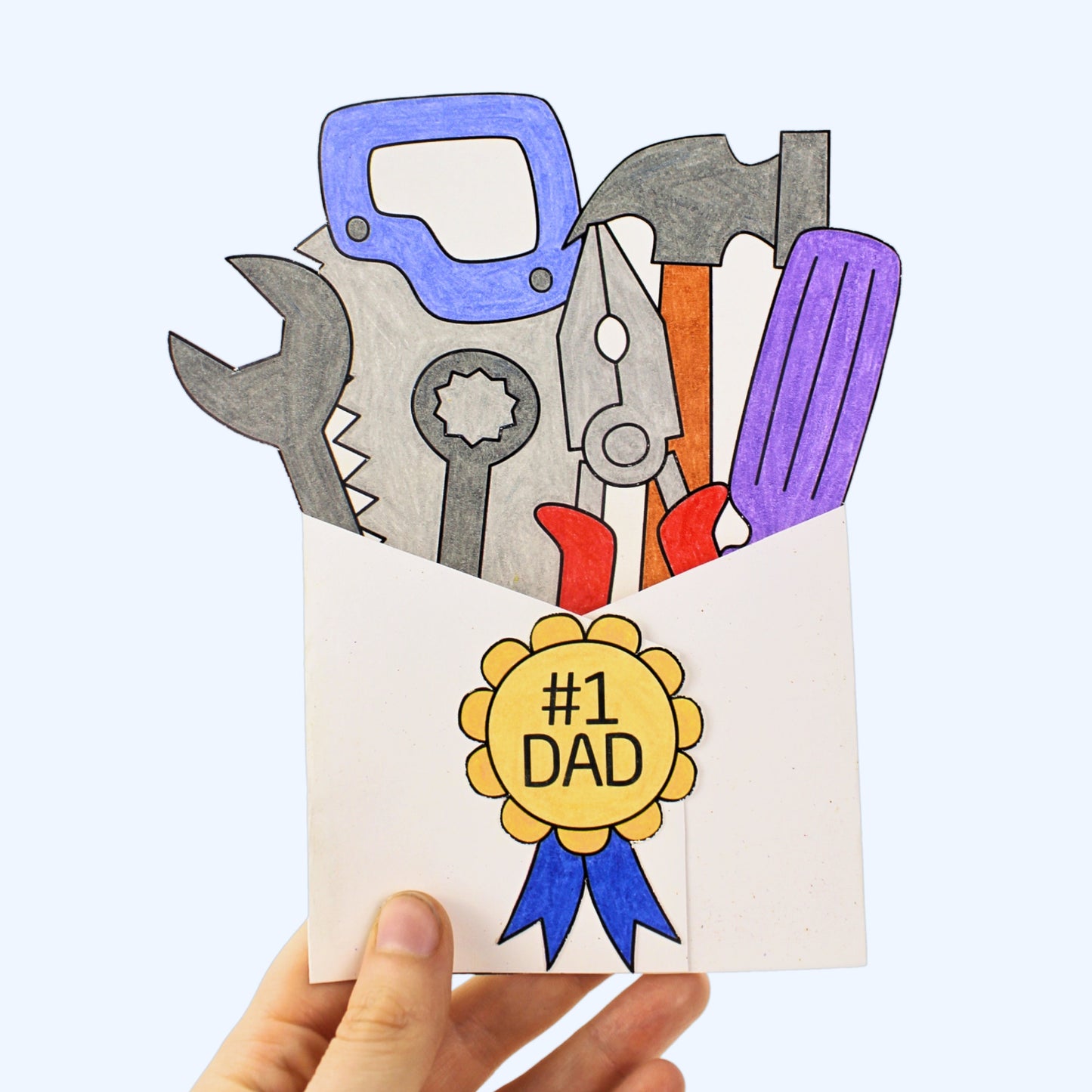 Father's Day Coloring Toolbox Card