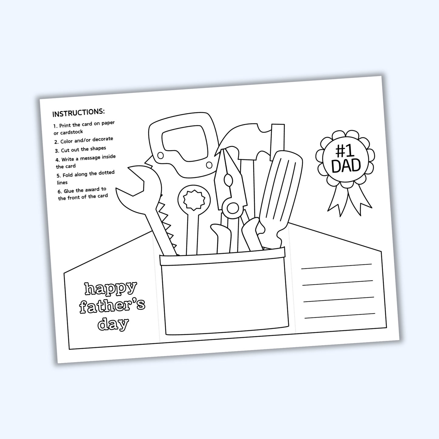 Father's Day Coloring Toolbox Card
