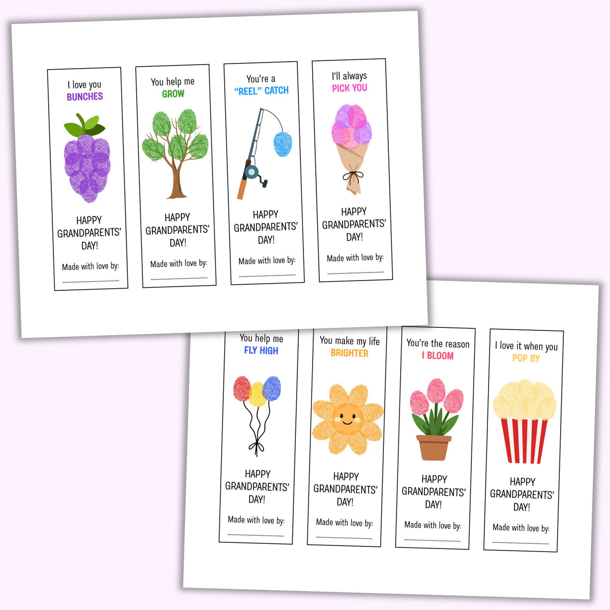 Grandparents' Day Fingerprint Bookmarks