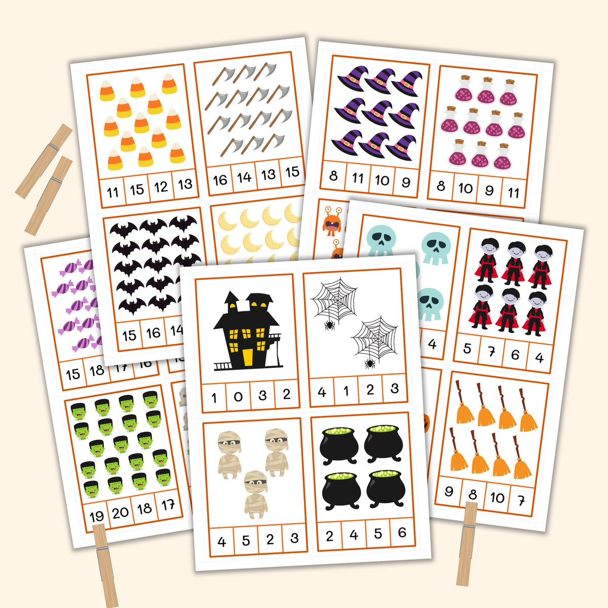 Halloween Count & Clip Cards (1-20)