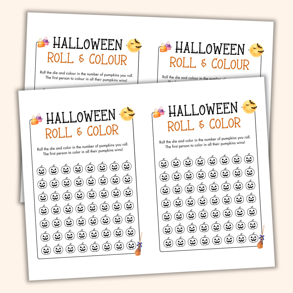 Halloween Roll & Color (2 Spelling Variants)