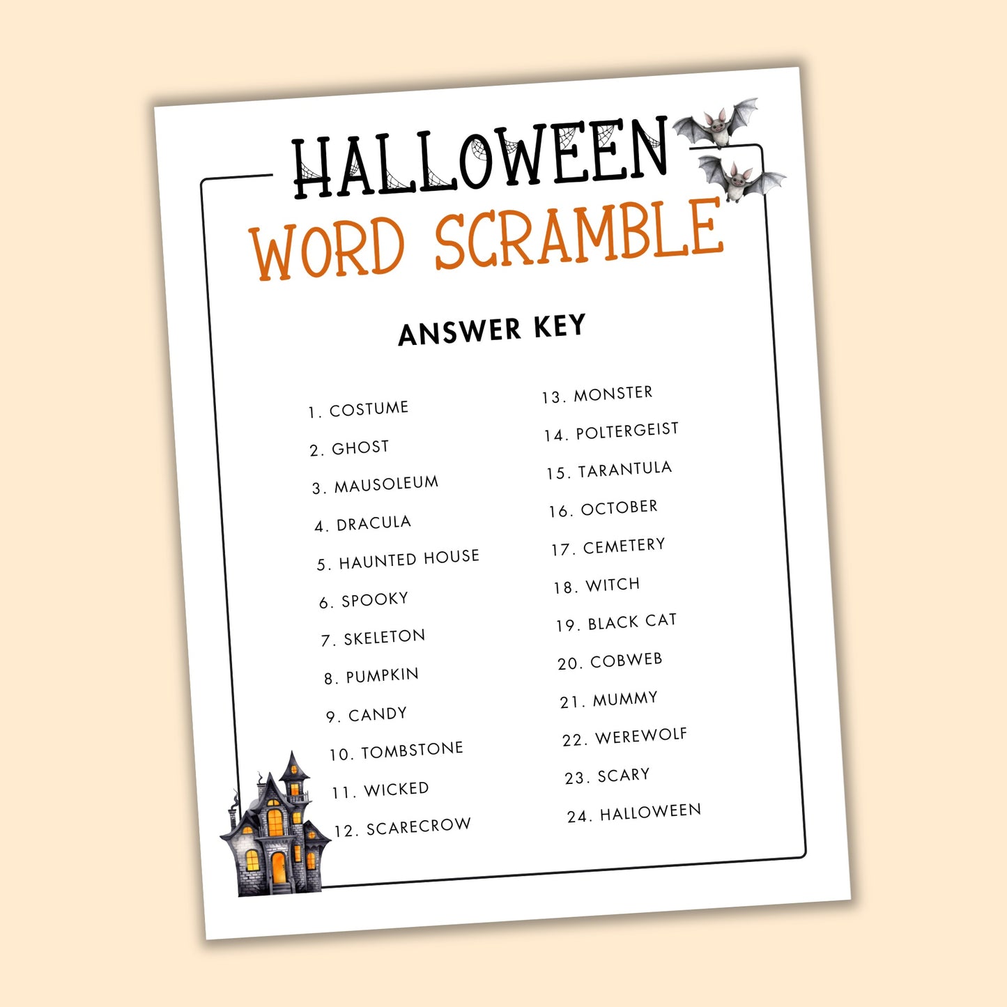Halloween Word Scramble