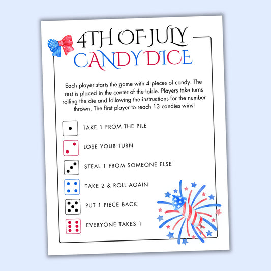 4th of July Candy Dice