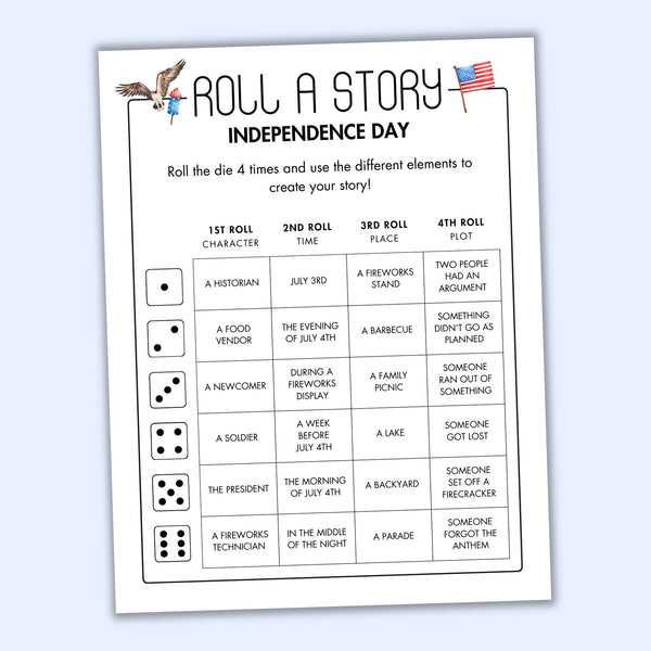 4th of July Roll a Story Game – Printables by The Craft-at-Home Family
