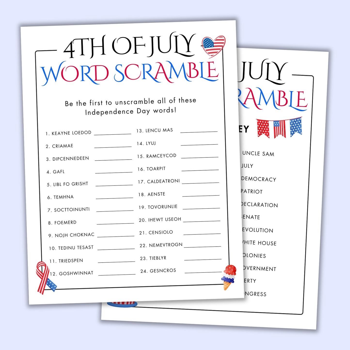 4th of July Word Scramble