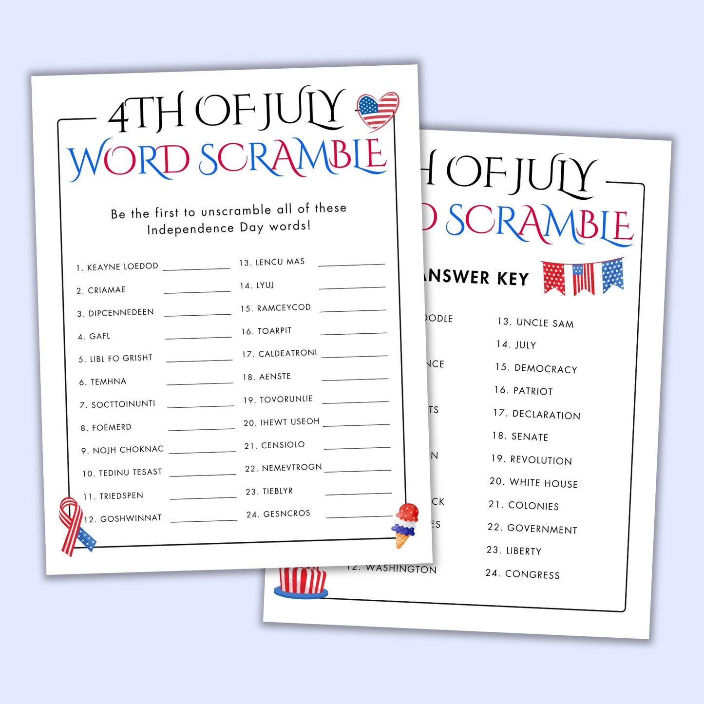 4th of July Word Scramble