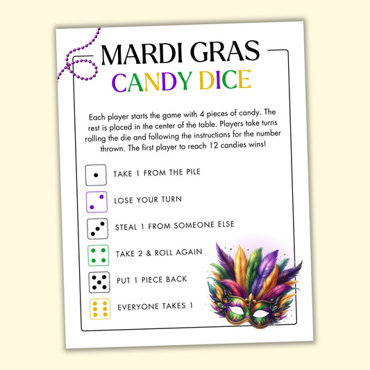Mardi Gras Candy Dice