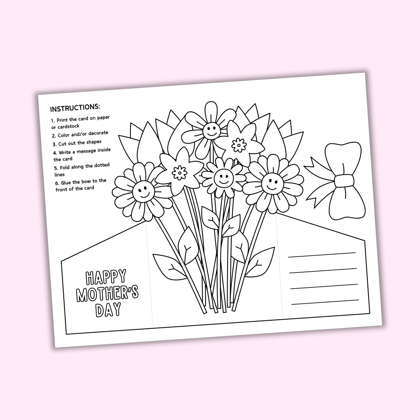 Mother's Day Coloring Bouquet Card