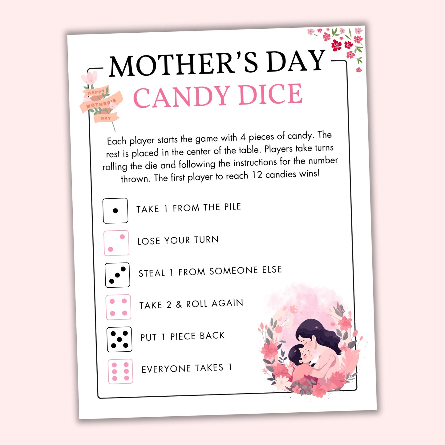 Mother's Day Candy Dice