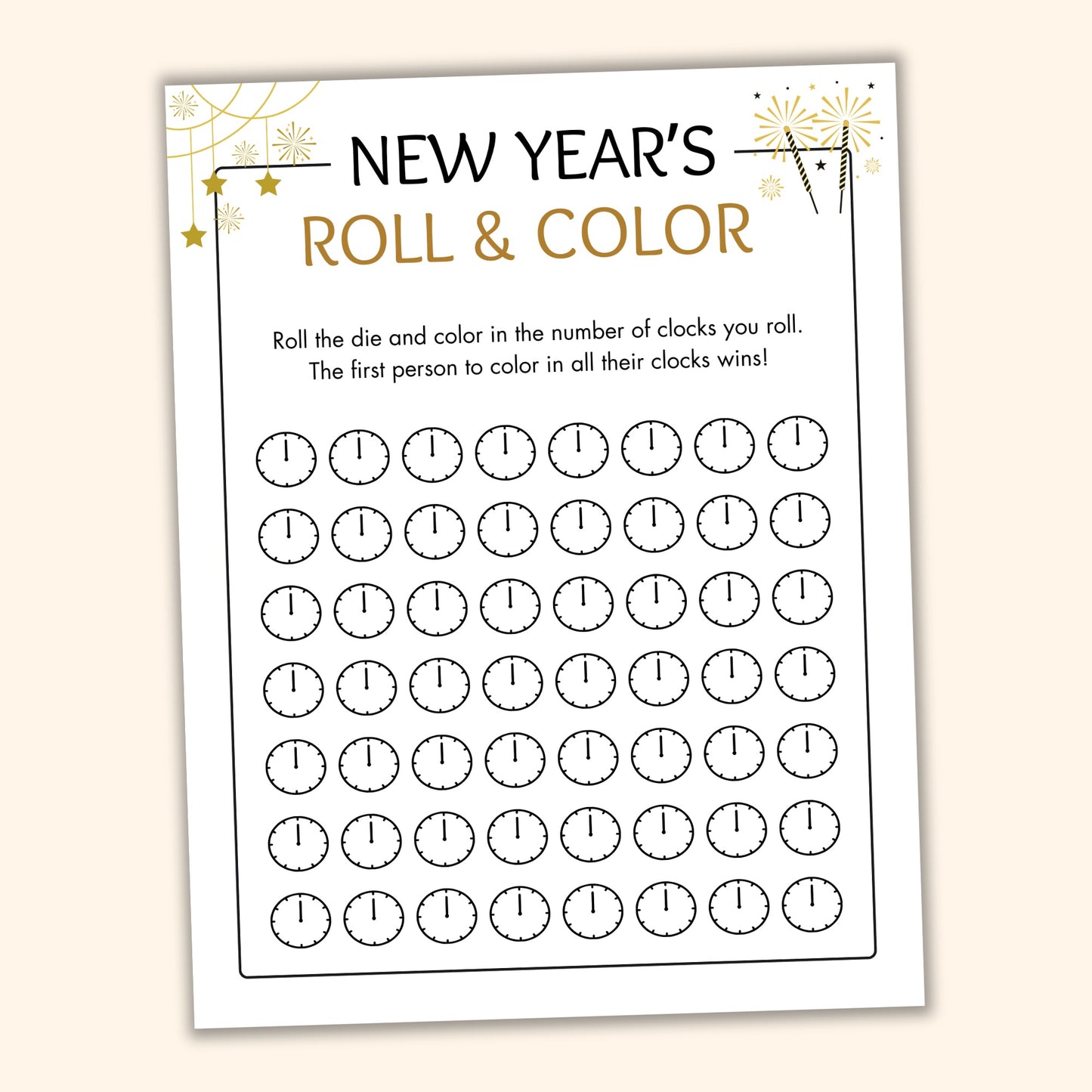 New Year's Roll & Color (2 Spelling Variants)