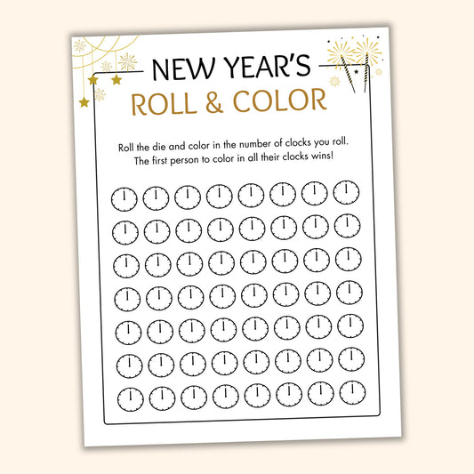 New Year's Roll & Color (2 Spelling Variants)