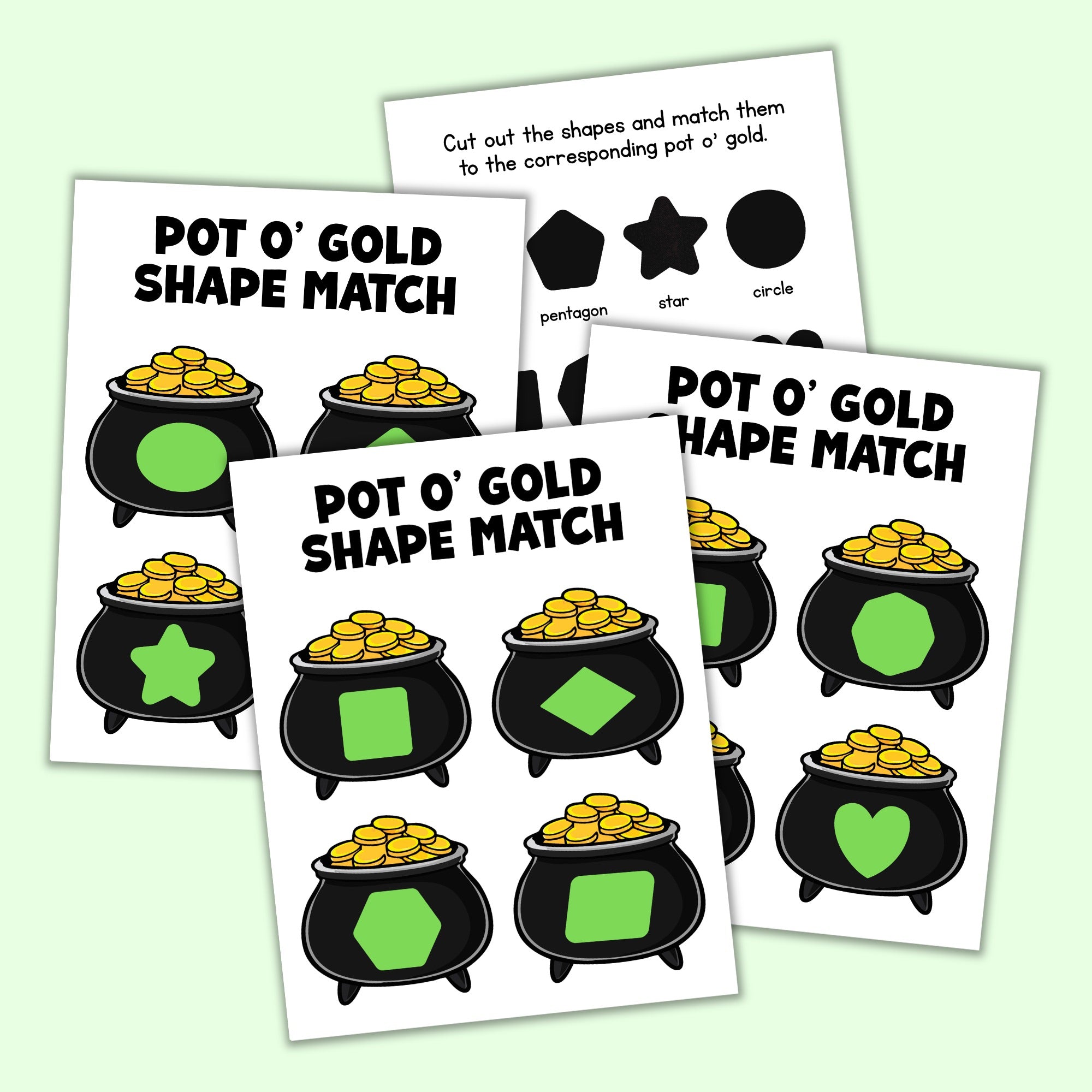 Pot o' Gold Shape Matching Game – Printables by The Craft-at-Home Family